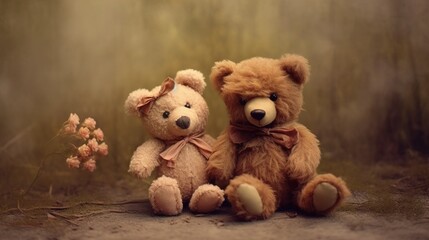 Obraz premium Best Friends Teddy bears Concept of love, family and friendship. valentine's day. Generative AI