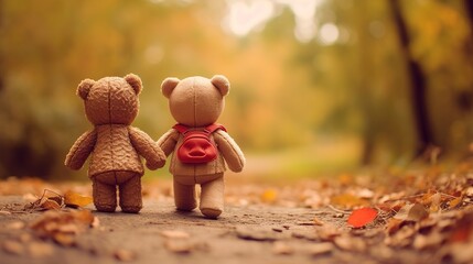 Best Friends Teddy bears Concept of love, family and friendship. valentine's day. Generative AI