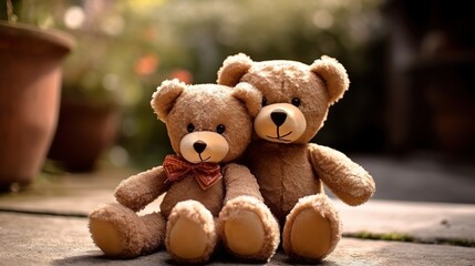 Best Friends Teddy bears Concept of love, family and friendship. valentine's day. Generative AI