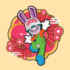 the rich rabbit illustration design for easter day with digital hand drawn
