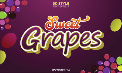 sweet grapes vector 3d text effect design template, 
sweet grapes 3d vector text effect background or illustration design template