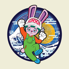 the rich rabbit illustration design for easter day with digital hand drawn
