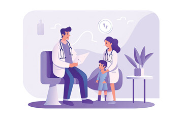 Doctor and patient at the reception Healthcare concept illustration in flat style