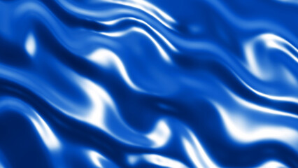 Blue wavy plastic shiny background, smooth wavy texture pattern, 3d render illustration.