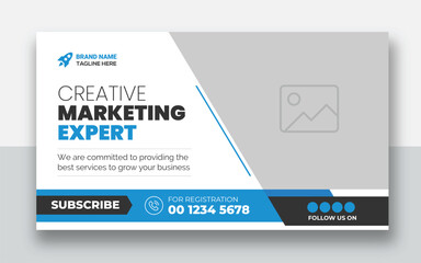 Business youtube thumbnail and web banner design template