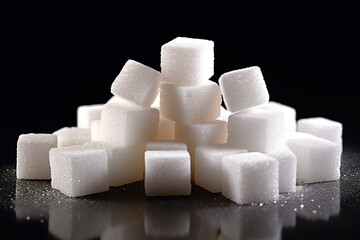 A pile of sugar cubes sitting on top of a table. Generative AI.