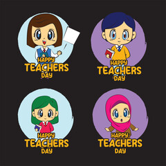  vector happy teacher's day poster template