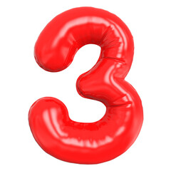 3 Number Balloon red