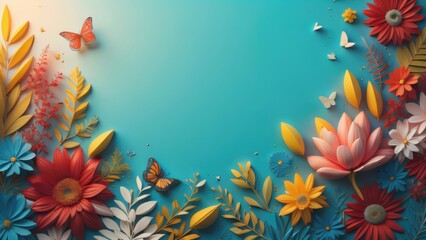 Obraz na płótnie Canvas summer decoration with beauty flowers background illustration. copy space. generative ai