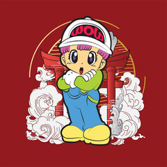 the rich kid illustration design for children's day event
