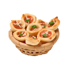 Basket with tomato and cheese PNG transparent background