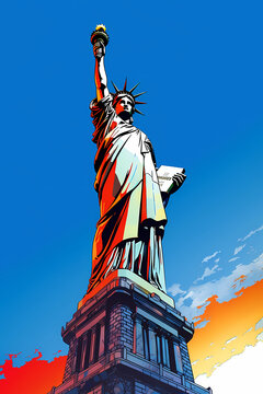 Illustration of the Statue of Liberty in New York, USA
