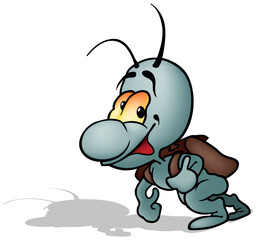 Gray Beetle with a School Briefcase on his Back