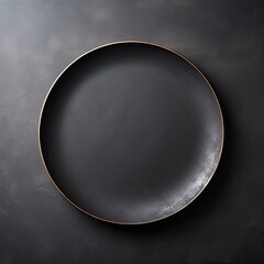 empty round black plate on a dark moody dark background created using generative AI tools