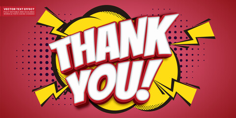 Obraz premium thank you comic book text effect editable three dimension font style