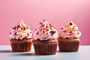 Chocolate fudge cupcake. A captivating close-up photograph that brings the delectable treat to life, perfect for enticing illustrations. Generative AI