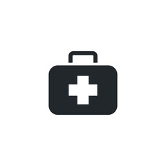 Obraz premium flat vector image isolated on white background, medical kit icon in black color