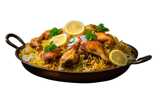 chicken biriyani png images _ food images _ Indian food images _ chicken biriyani is isolated white background 