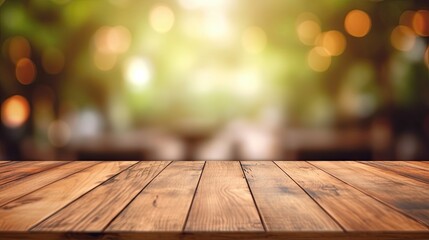 empty wooden table top with blurred background - created using generative AI tools