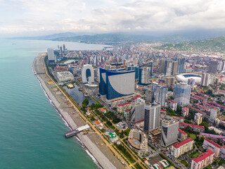 Fototapeta na wymiar Aerial view of new Batumi Boulevard. Georgia 2023 summer
