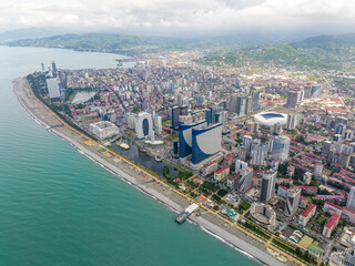 Fototapeta na wymiar Aerial view of new Batumi Boulevard. Georgia 2023 summer