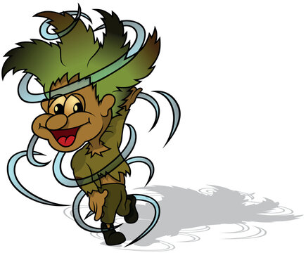 Forest Leprechaun with Messy Hair in a Spiral Dance