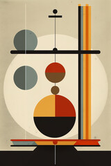 Equilibrium, Bauhaus style background, trendy 20s geometric design poster design, generative AI digital art.