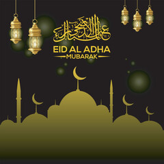 vector arabic islamic calligraphy of text eid adha mubarak translate