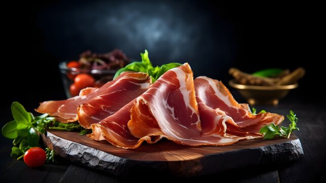 Spanish serrano ham. AI generated.