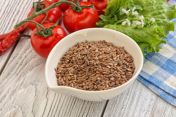 Dry Raw flax seed in the bowl