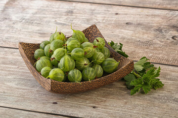Natural ripe gooseberry heap in the bowl