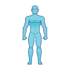 Muscular man standing, strength and success