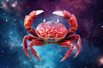 Astrology calendar. Crab magical zodiac sign astrology. Esoteric horoscope and fortune telling concept. CANCER zodiac in universe. Generative AI