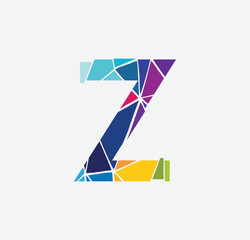 letter Z colorful logo. Z logo pixel triangle geometric. Hexagon letter Z colorful logo abstract design