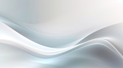 Abstract light banner with smooth stripes. White wavy lines with silver glowing effect. Generative Ai.