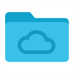 Cloud Computing Folder Icon in Line Art Style Flat Design