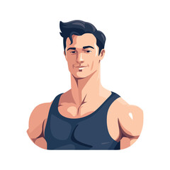 Muscular man exercising strength