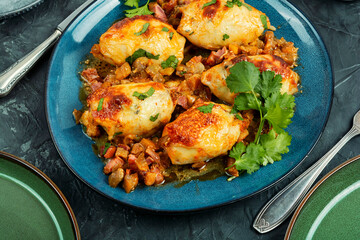 Fried squid or calamari stuffed.