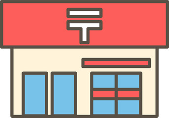 郵便局のシンプルなイラストアイコン