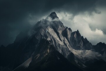 Fototapeta na wymiar Mountains under cloudy sky. Generative AI