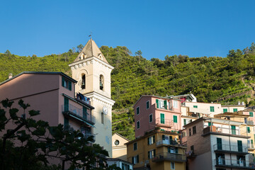 sunset on a church in old italian village