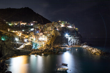 Village in cinque terre by night 