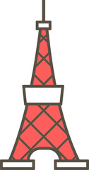 東京タワー、電波塔のシンプルなイラストアイコン