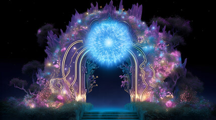 Obraz premium Fantasy fairy tale castle land land in a fantastic,&nbsp;realistic&nbsp;style. Digital artwork, concept illustration. For poster, wallpaper, video games background.
