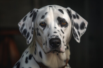 Portrait of a dog of the Dalmatian breed close-up, generative ai