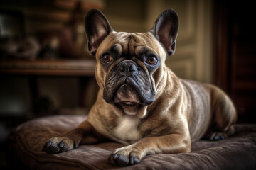 Portrait of a dog of the French Bulldog breed close-up, generative ai