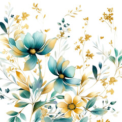 Fototapeta na wymiar Flowers Watercolor Clip Art, Watercolor Sublimation Design, Watercolor Flowers Bouquet
