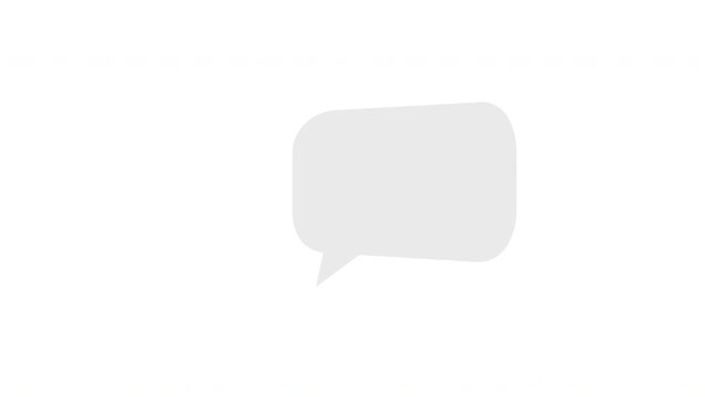Animated grey speech bubble element on white background. Talking space in flat style. Motion graphics.