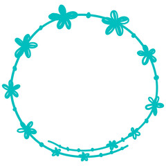 Pastel Hand Drawn Flower Circle Frame