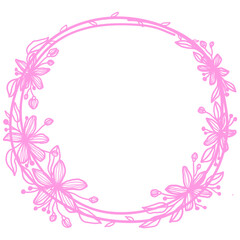 Pastel Hand Drawn Flower Circle Frame